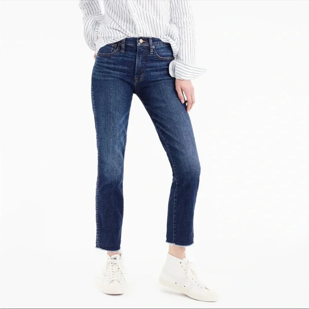 J. Crew Mayville Wash High Rise Raw Hem Vintage Straight Jeans Size 27